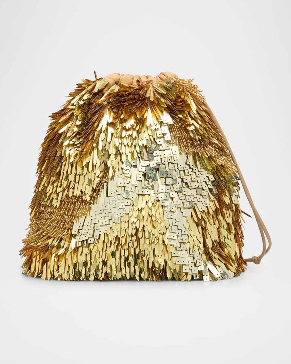 Celeste Sequined Drawstring Shoulder Bag